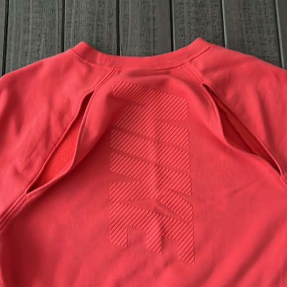 Nike Cropped Open Back Coral Orange Sweatshirt - Picture 8 of 8
